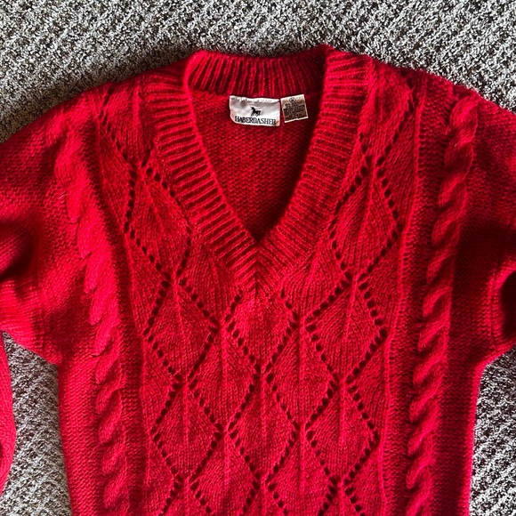 VINTAGE HABERDASHER RED CABLE KNIT WOOL SWEATER    SIZE M - Picture 1 of 12